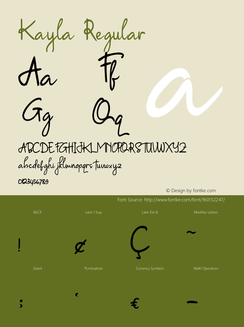 Kayla Version 1.00;February 9, 2020;FontCreator 12.0.0.2525 64-bit Font Sample