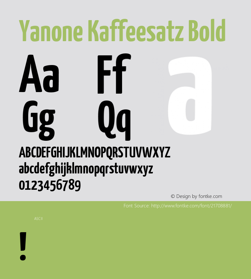 YanoneKaffeesatz Version 1.0 Font Sample