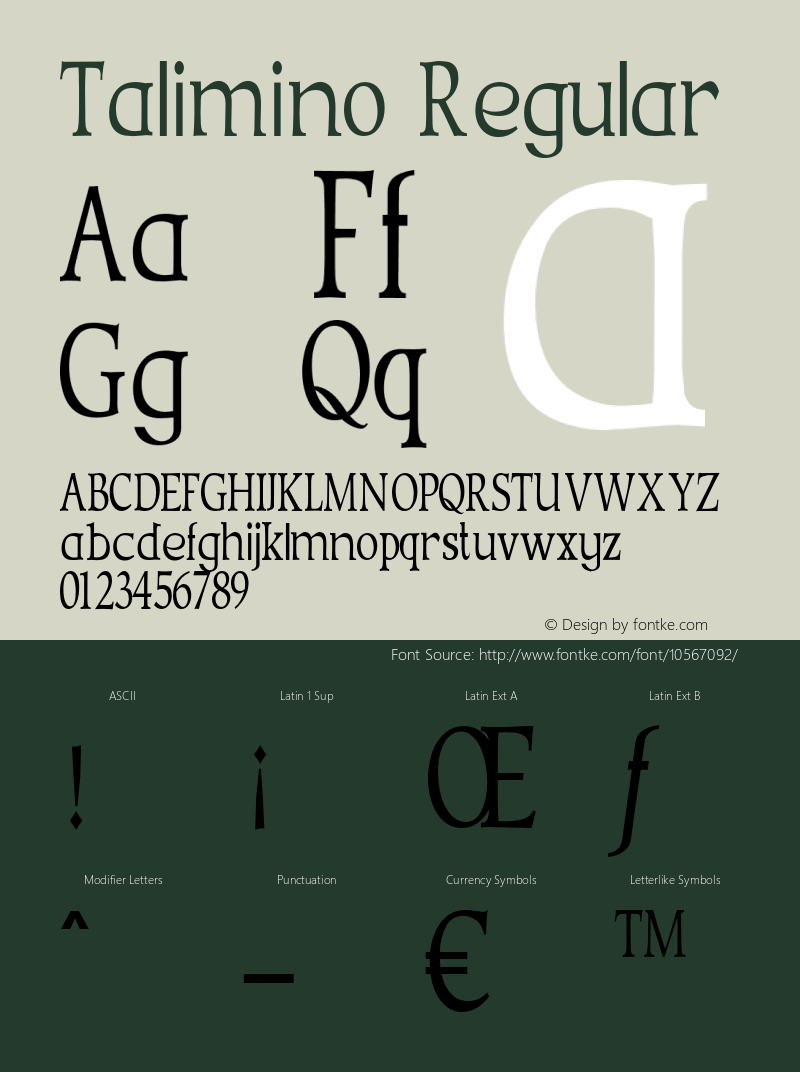 Talimino Regular Version 1.000 Font Sample