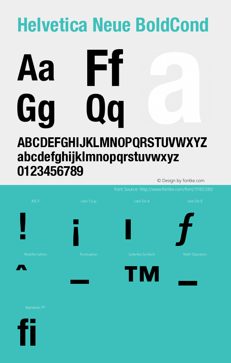 Helvetica Neue BoldCond Version 001.000 Font Sample