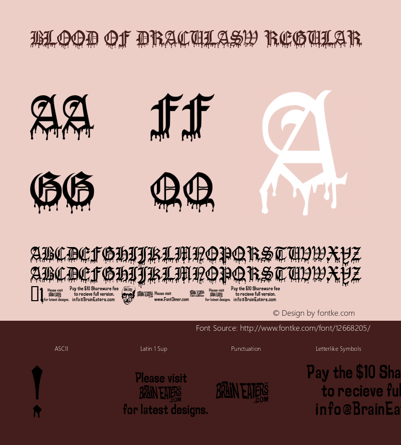 Blood Of DraculaSW Regular Macromedia Fontographer 4.1.5 10/2/01 Font Sample