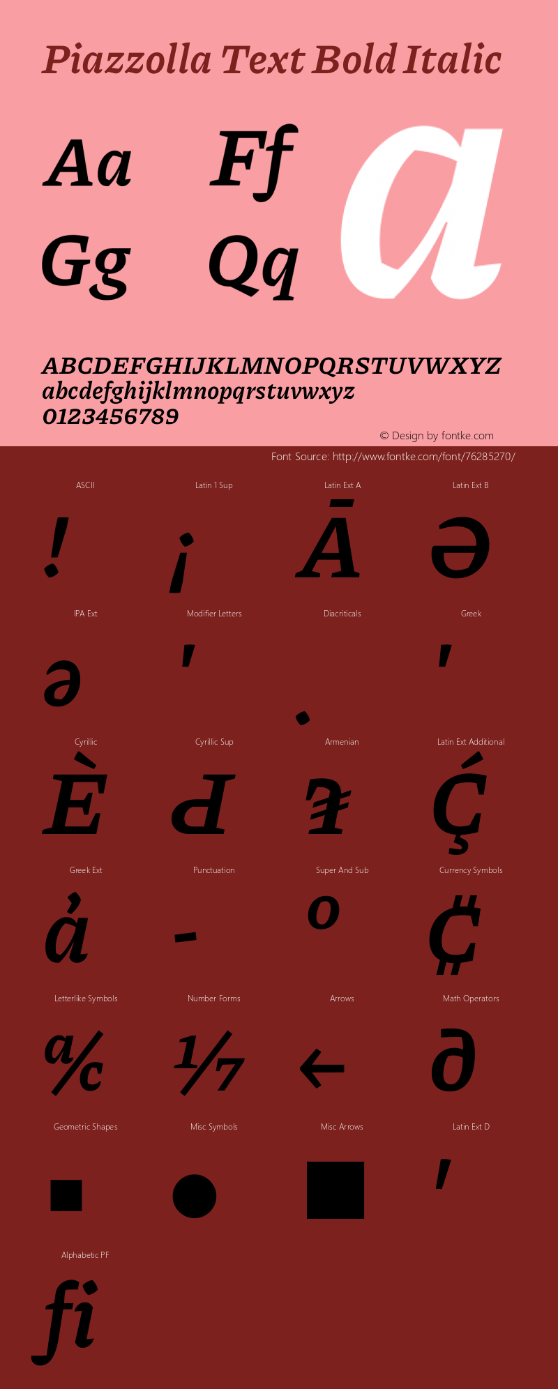 Piazzolla Text Bold Italic Version 1.200 Font Sample