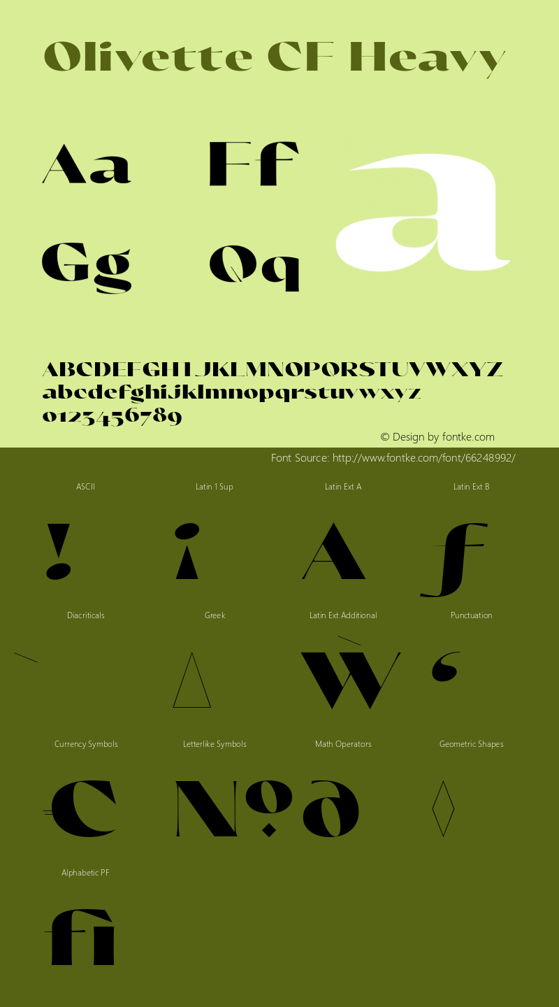 Olivette CF Heavy Version 1.000 Font Sample