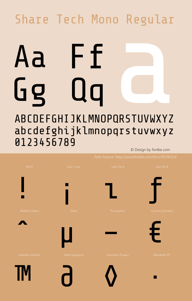 Share Tech Mono Regular Version 1.002 Font Sample