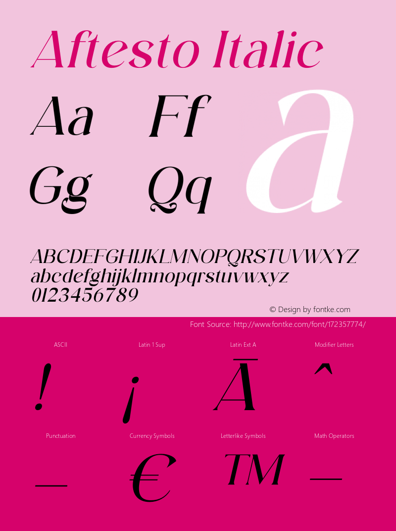 Aftesto Italic Version 1.00;August 21, 2021;FontCreator 13.0.0.2683 64-bit图片样张