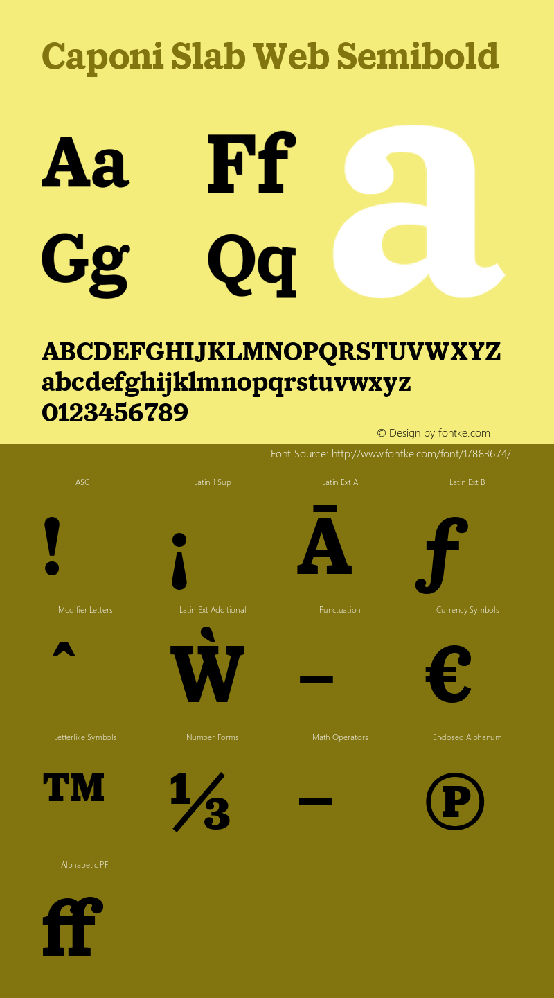 Caponi Slab Web Semibold Version 1.1 2013 Font Sample