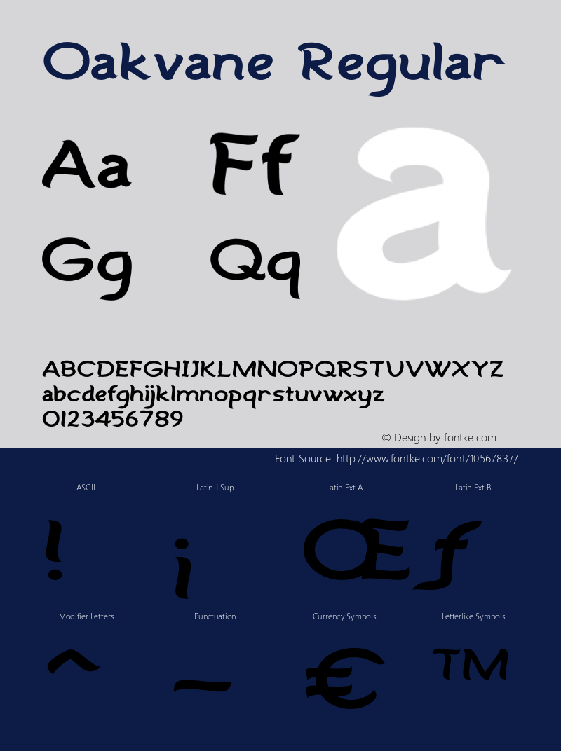 Oakvane Regular Version 1.000 Font Sample