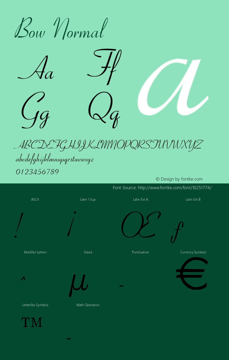 Bow Normal Altsys Fontographer 4.1 11/1/95 Font Sample