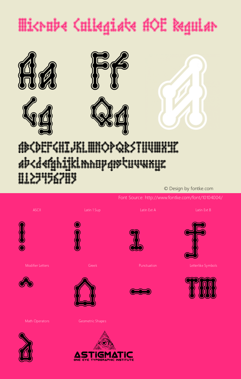 Microbe Collegiate AOE Regular Macromedia Fontographer 4.1.2 4/21/02 Font Sample