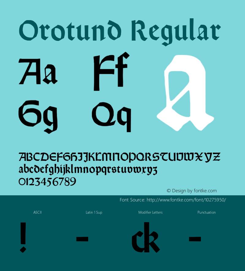 Orotund Regular Version 1.0; 2002; initial release Font Sample