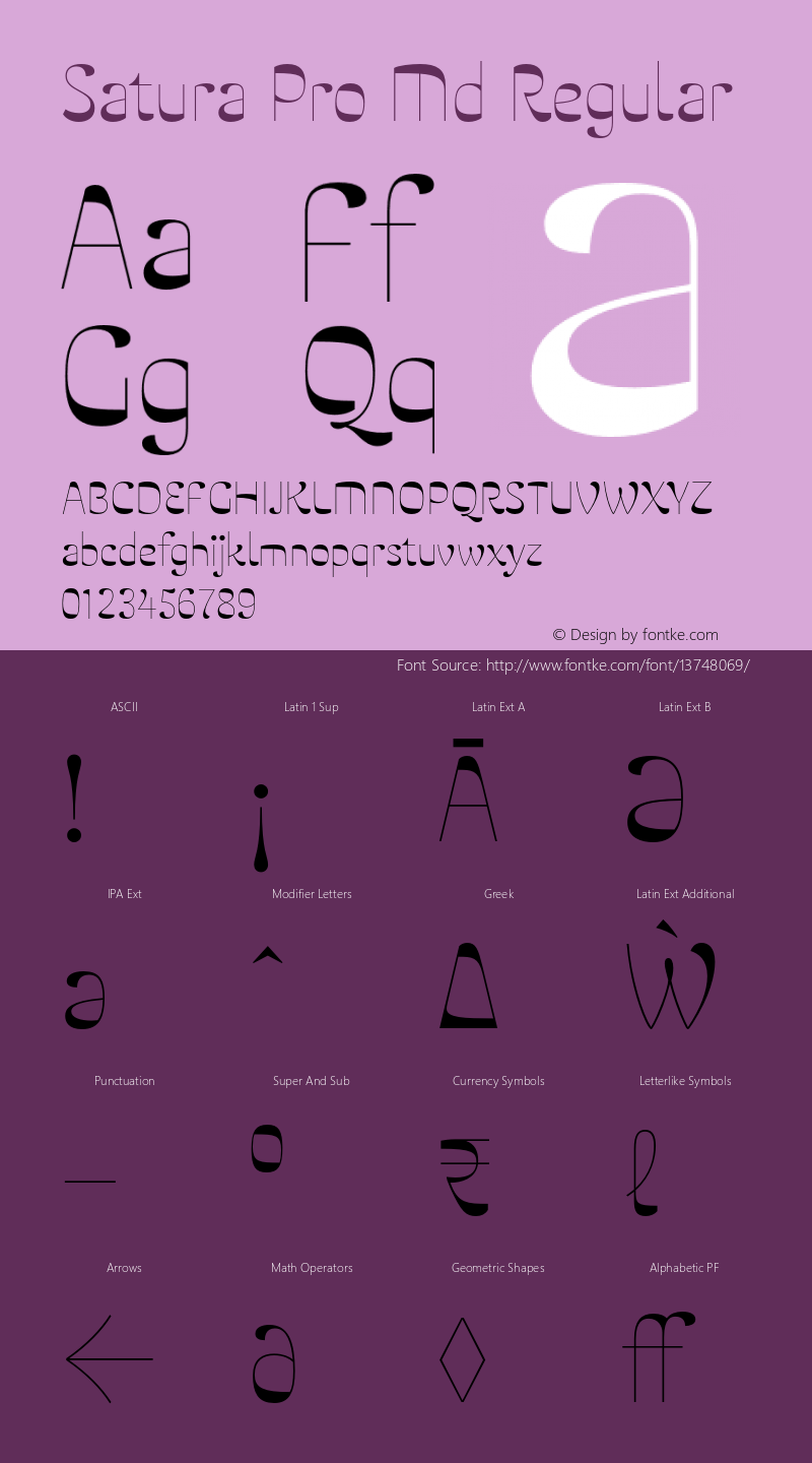 Satura Pro Md Regular Version 1.100 Font Sample