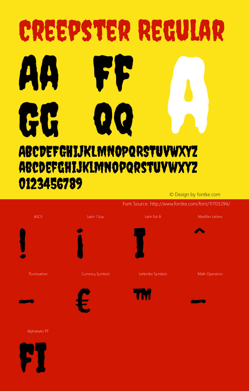 Creepster Regular Version 1.002 Font Sample