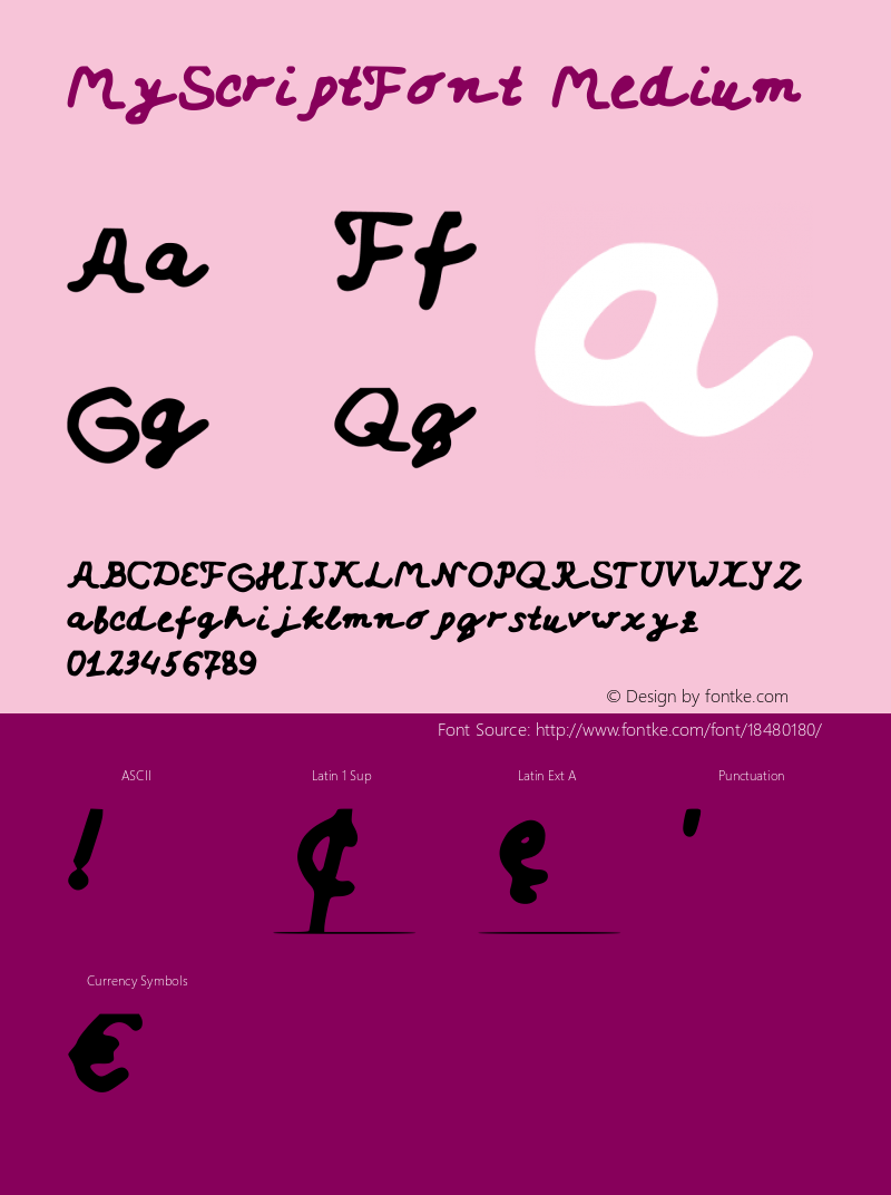 MyScriptFont Medium Version 001.000 Font Sample