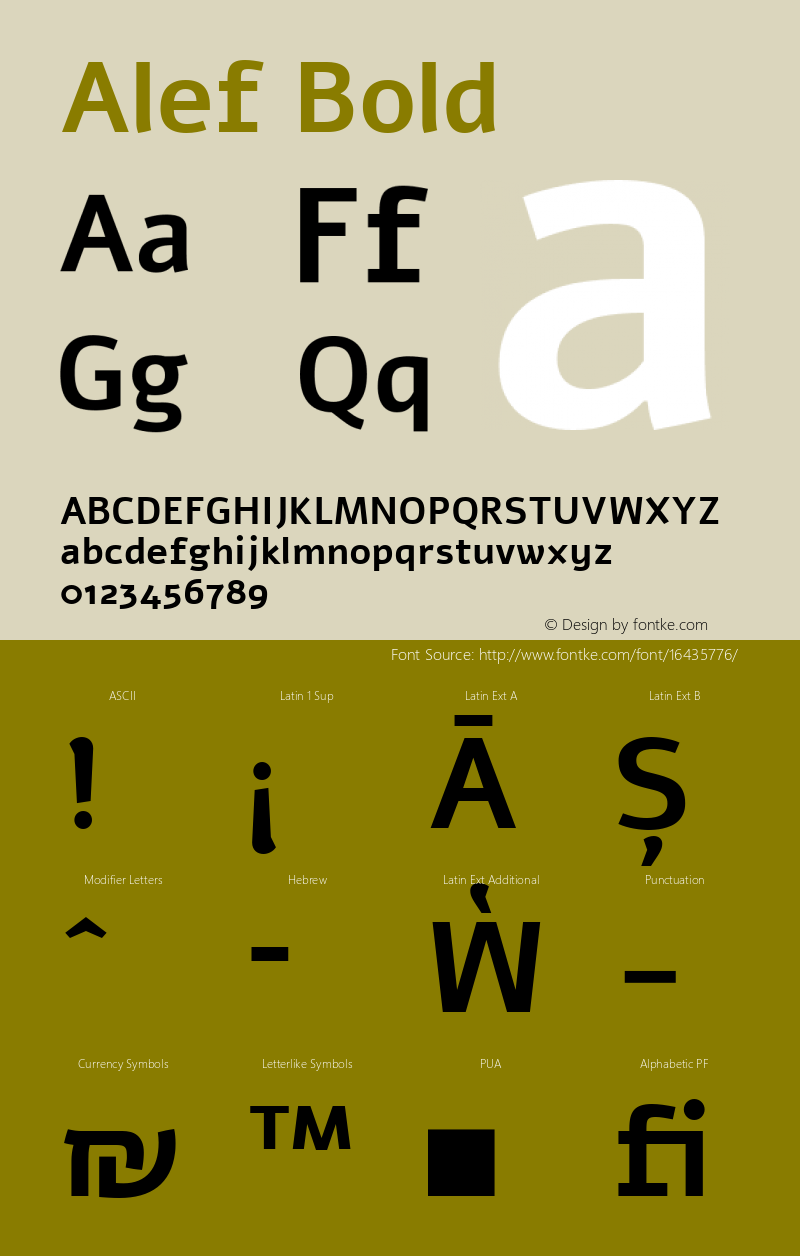 Alef Bold Version 1.001;PS 001.001;hotconv 1.0.56;makeotf.lib2.0.21325 Font Sample