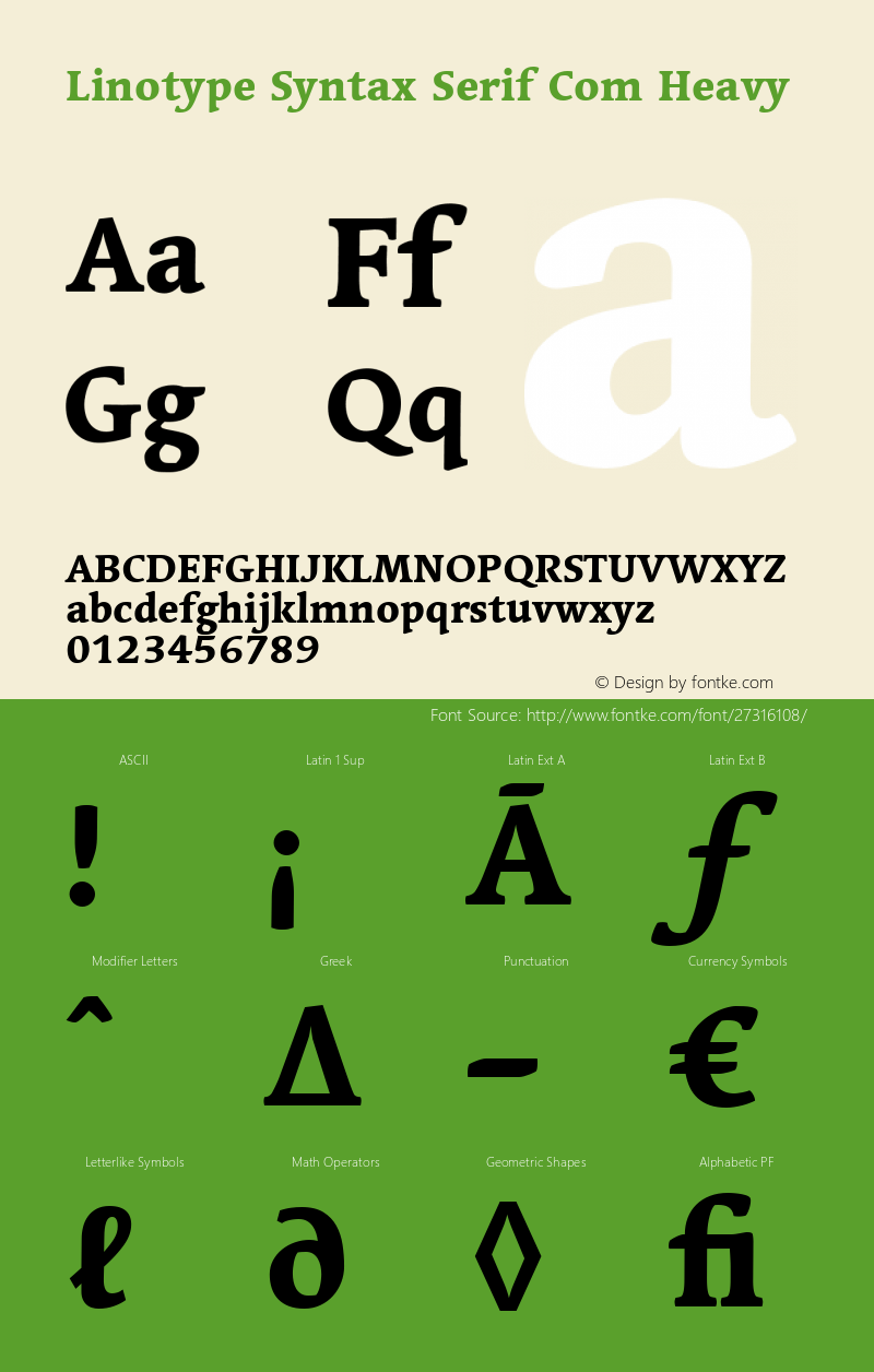 Linotype Syntax Serif Com Heavy Version 1.01 Font Sample