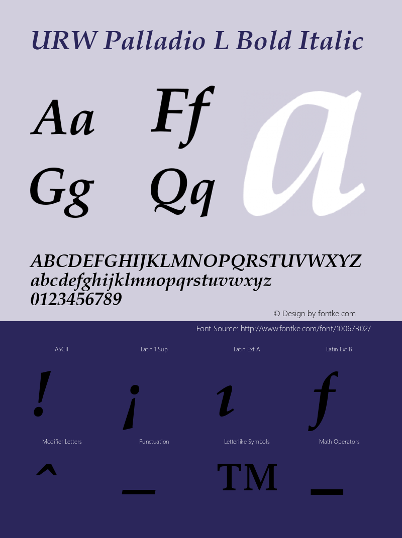 URW Palladio L Bold Italic 001.005 Font Sample