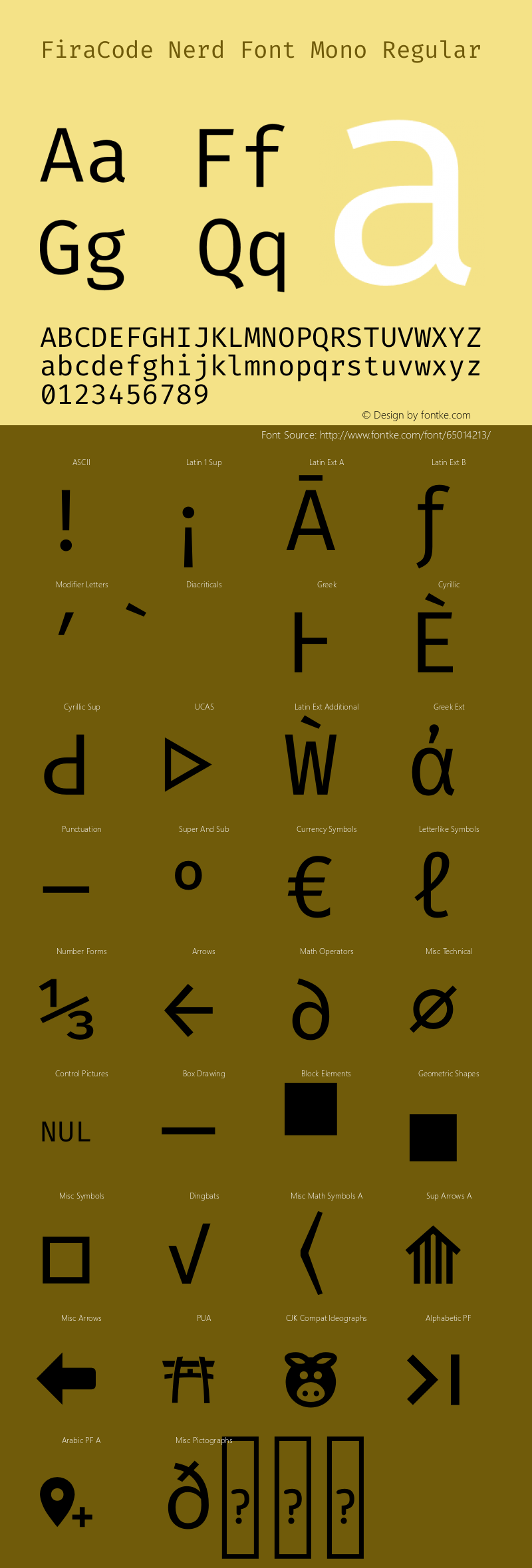 Fira Code Regular Nerd Font Complete Mono Version 2.000;PS 002.000;hotconv 1.0.88;makeotf.lib2.5.64775 Font Sample