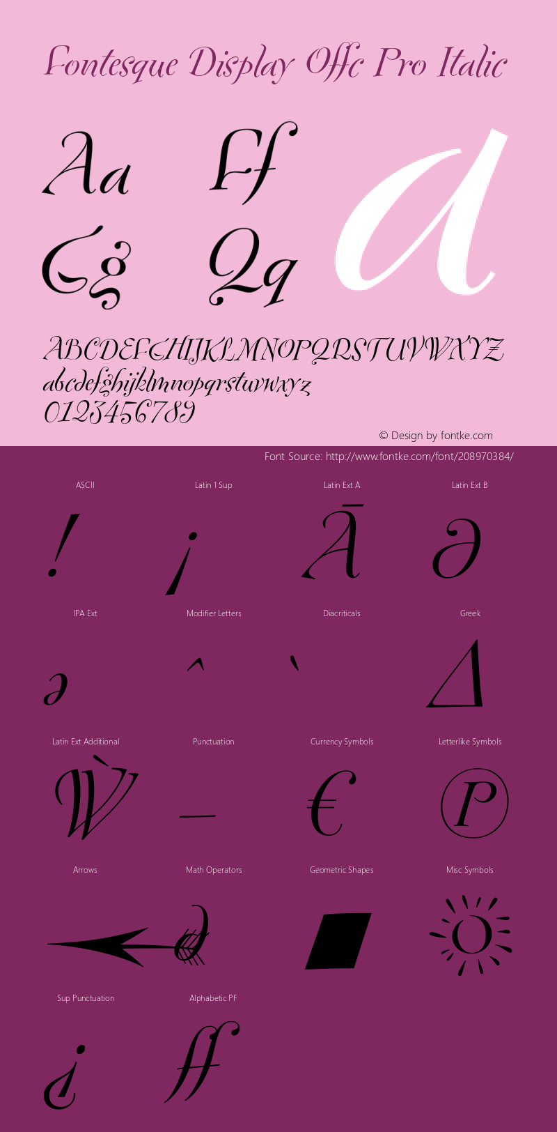 Fontesque Display Offc Pro Italic Version 7.504; 2010; Build 1020图片样张