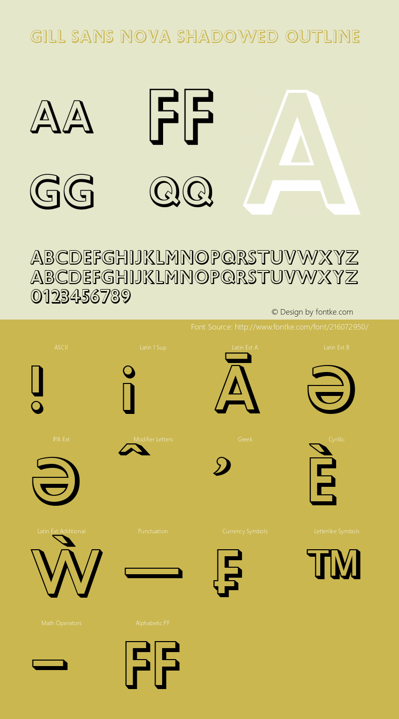 Gill Sans Nova Shadowed Outline Version 1.00图片样张