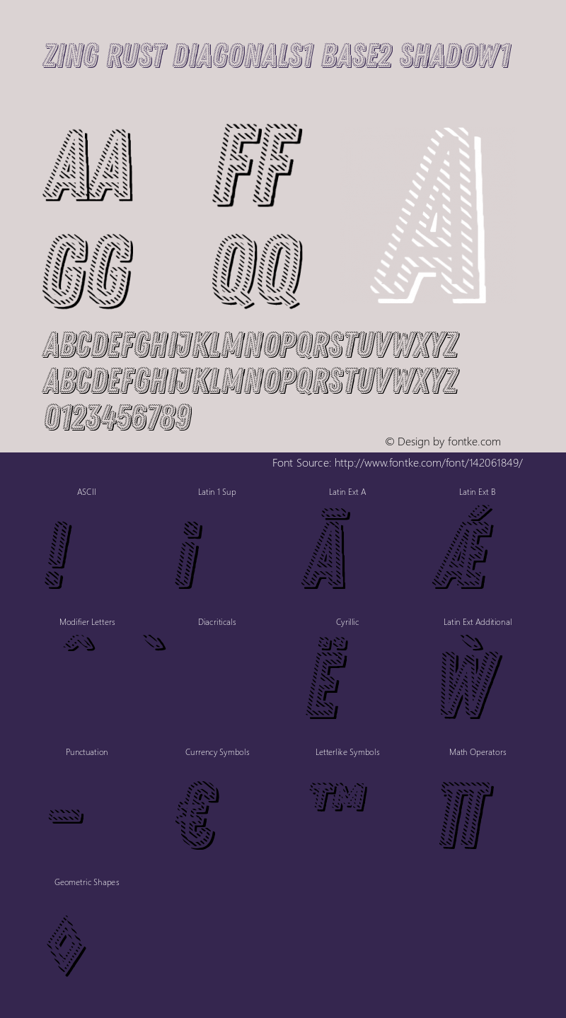 Zing Rust Diagonals1 Base2 Shadow1 Version 1.000 Font Sample