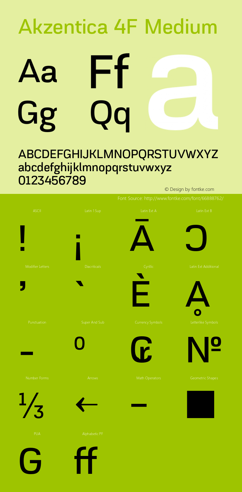 Akzentica4FMedium 1.0 Font Sample