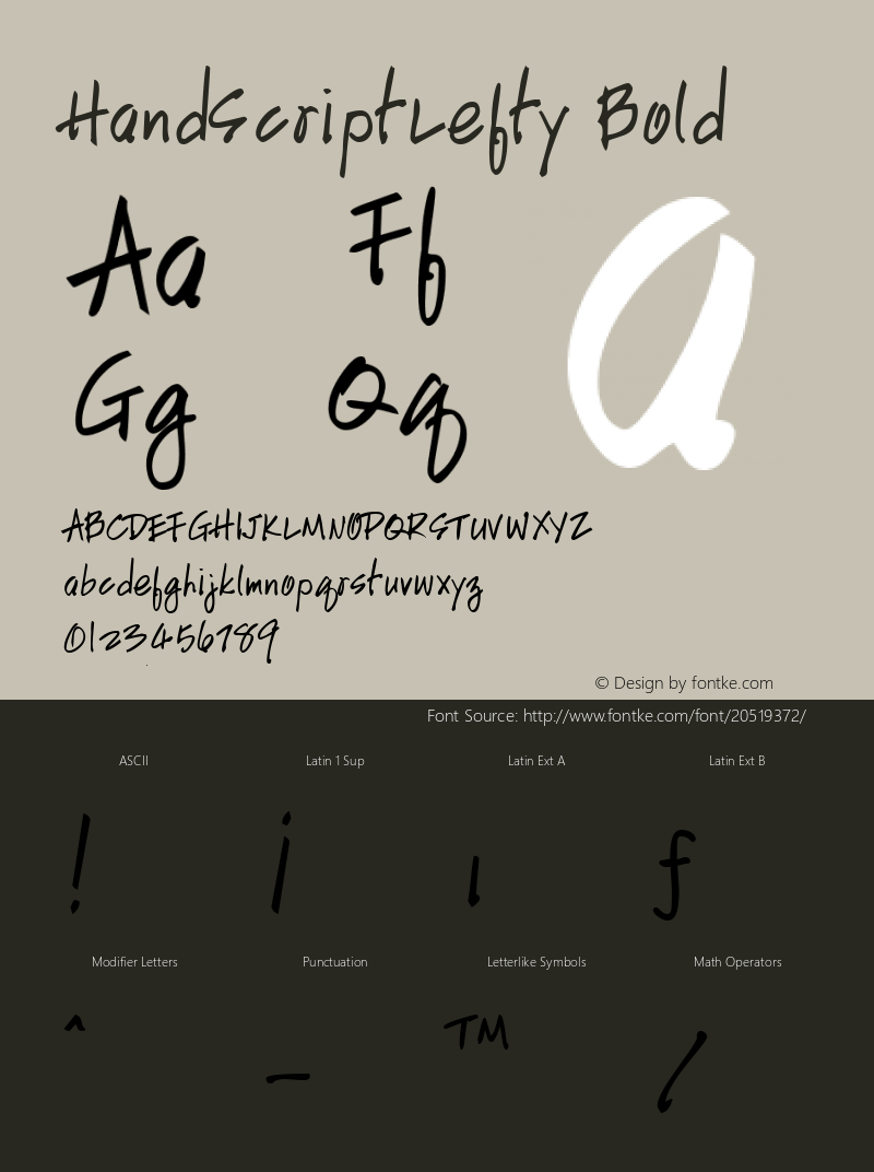 HandScriptLefty Bold Altsys Fontographer 3.5  7/11/96 Font Sample