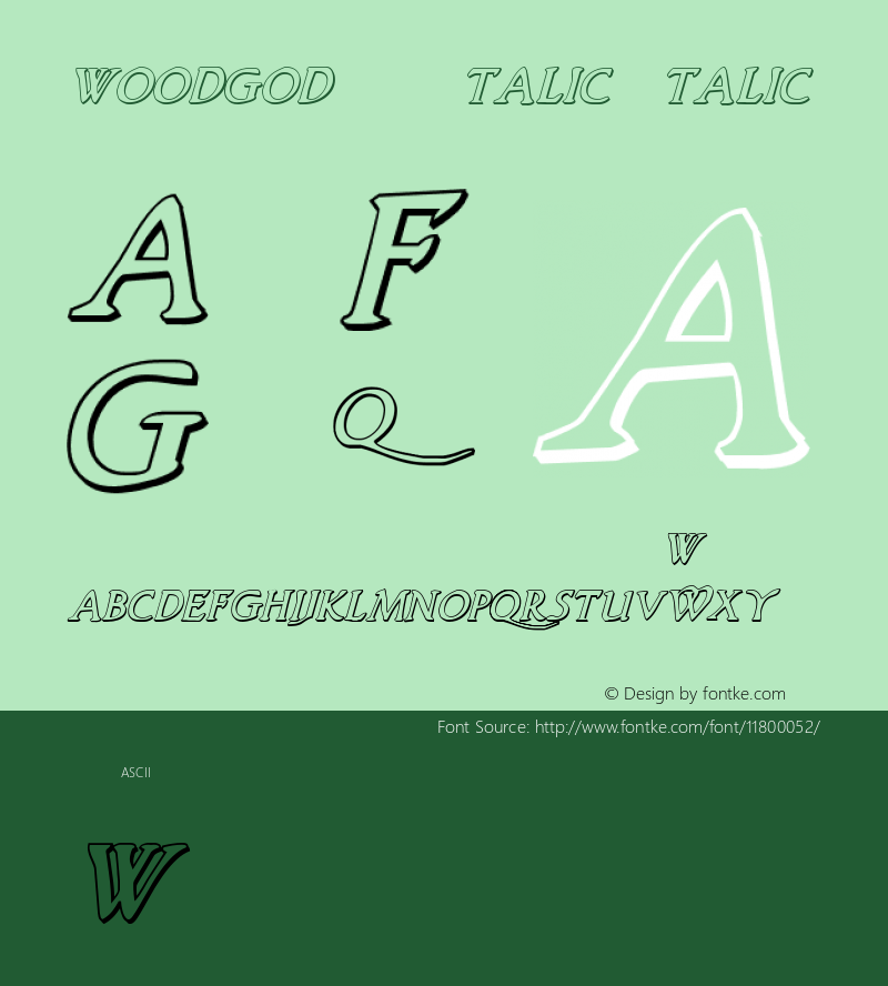 Woodgod 3D Italic Italic Version 1.0; 2012 Font Sample