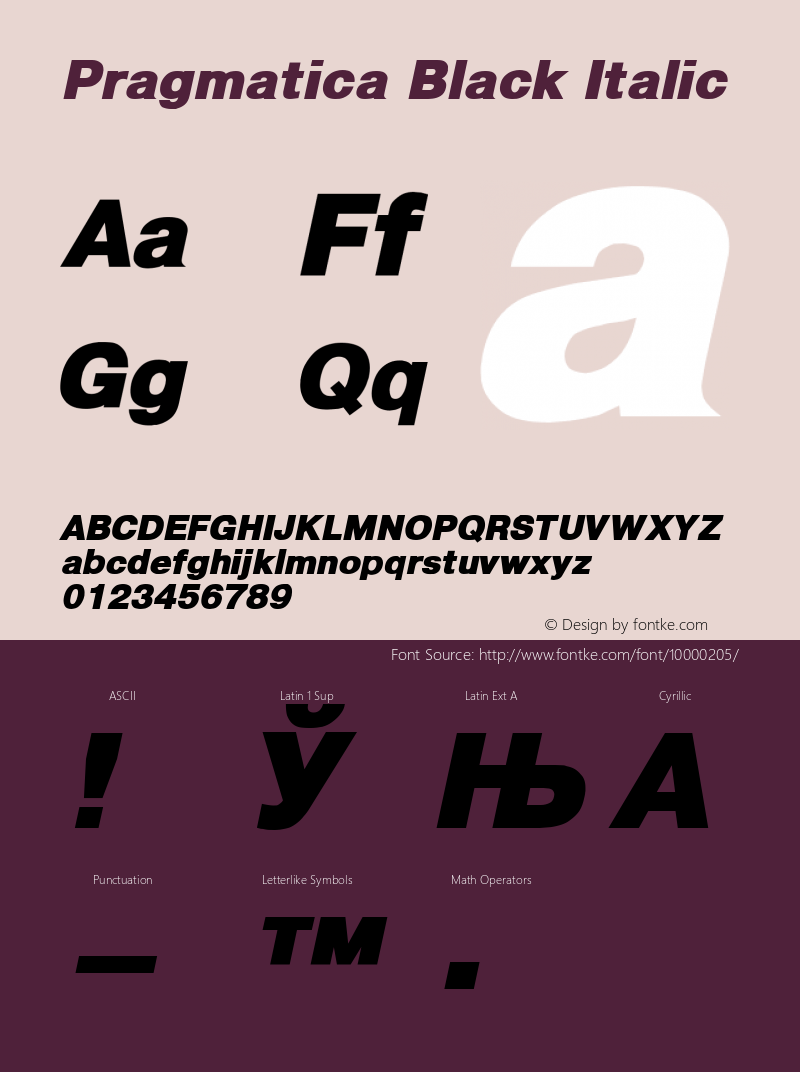 Pragmatica Black Italic ††††††††††††††††††††††††††††††††††††††††† Font Sample