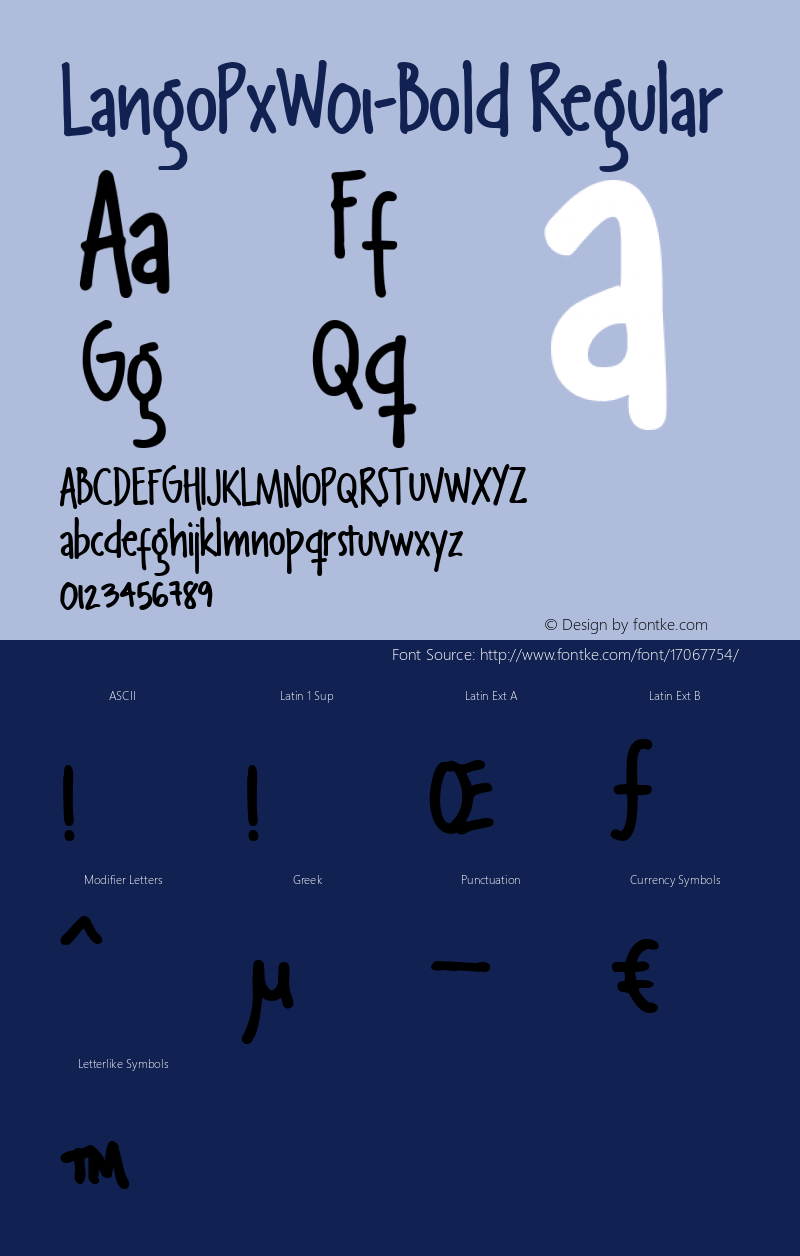 LangoPxW01-Bold Regular Version 1.00 Font Sample