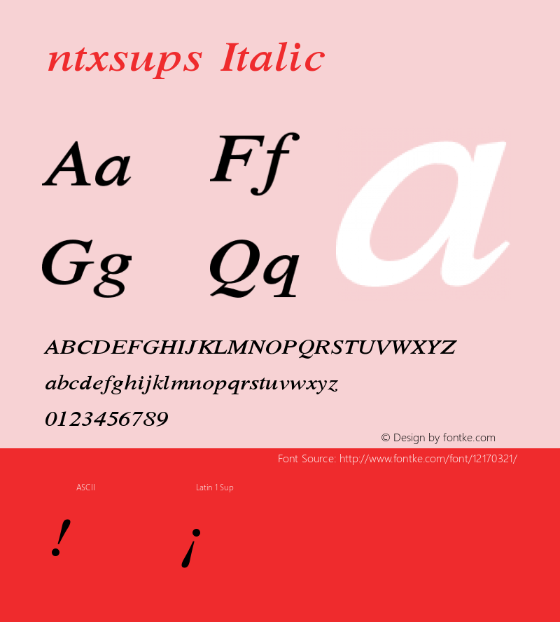 ntxsups Italic Version 1.05 Font Sample