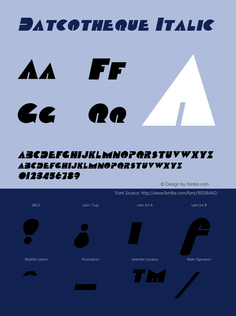 Datcotheque Italic The IMSI MasterFonts Collection, tm 1995 IMSI Font Sample