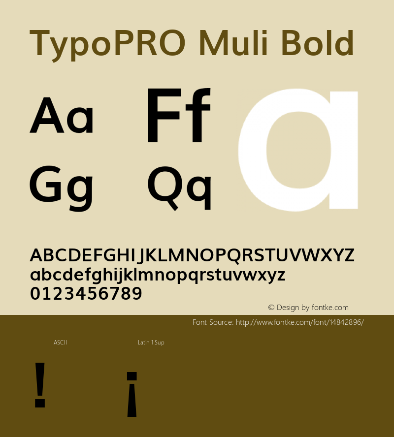 TypoPRO Muli Bold Version 2; ttfautohint (v1.00rc1.6-4cba) -l 8 -r 50 -G 200 -x 0 -D latn -f none -w G Font Sample