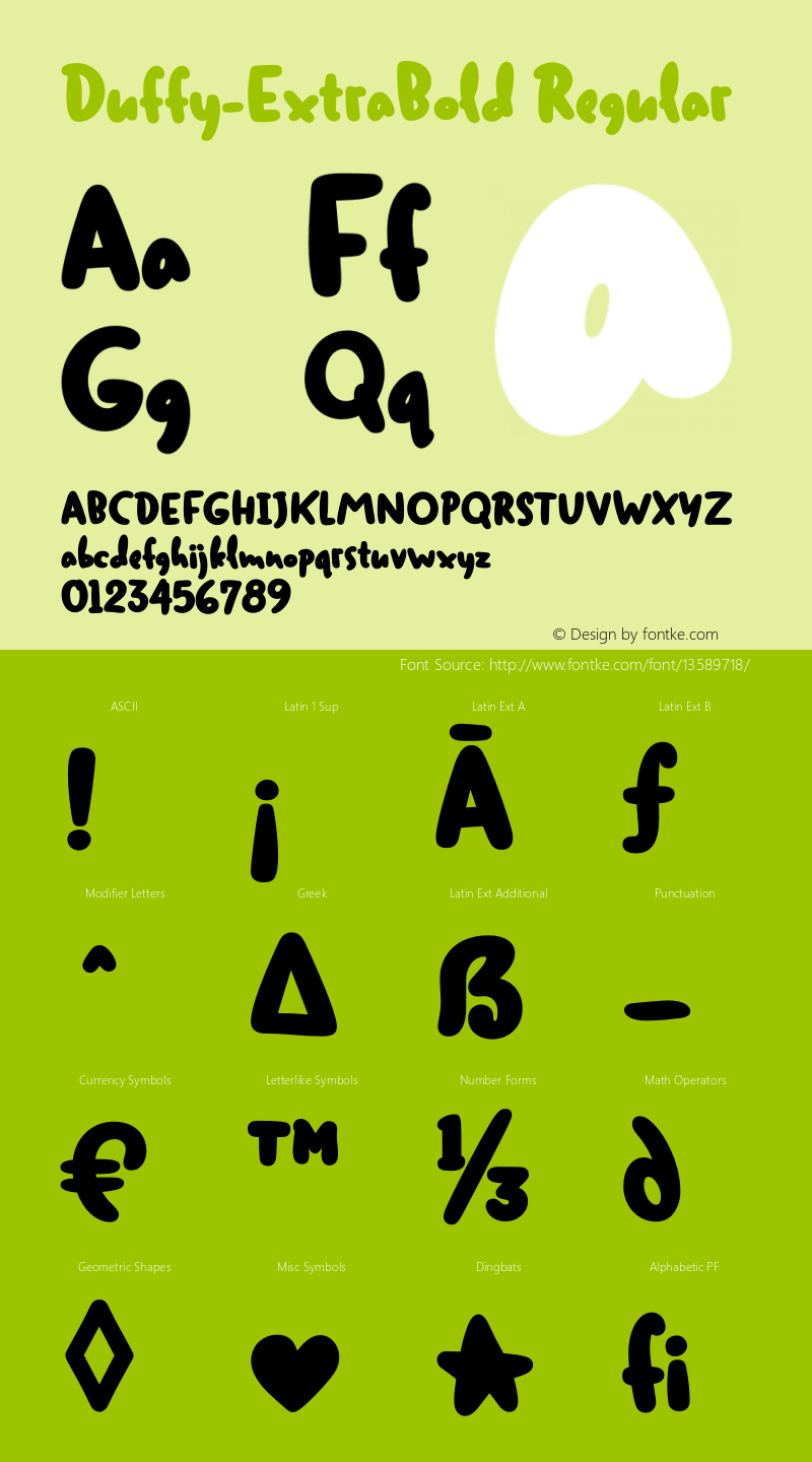 Duffy-ExtraBold Regular Version 1.000 Font Sample