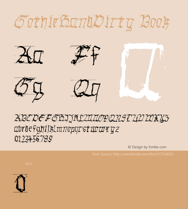 GothicHandDirty Book Version 1.00 Font Sample