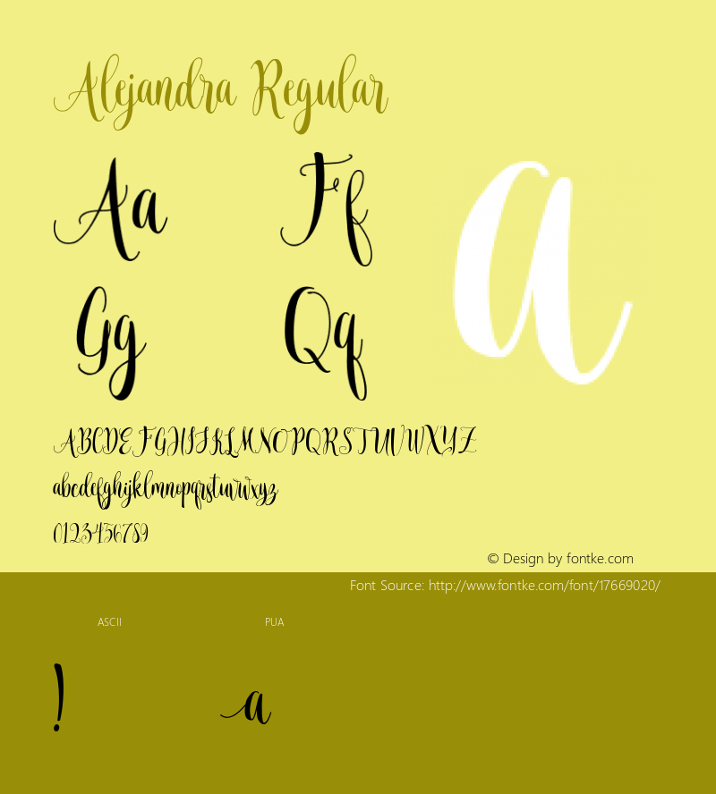 Alejandra Regular Version 001.000 Font Sample