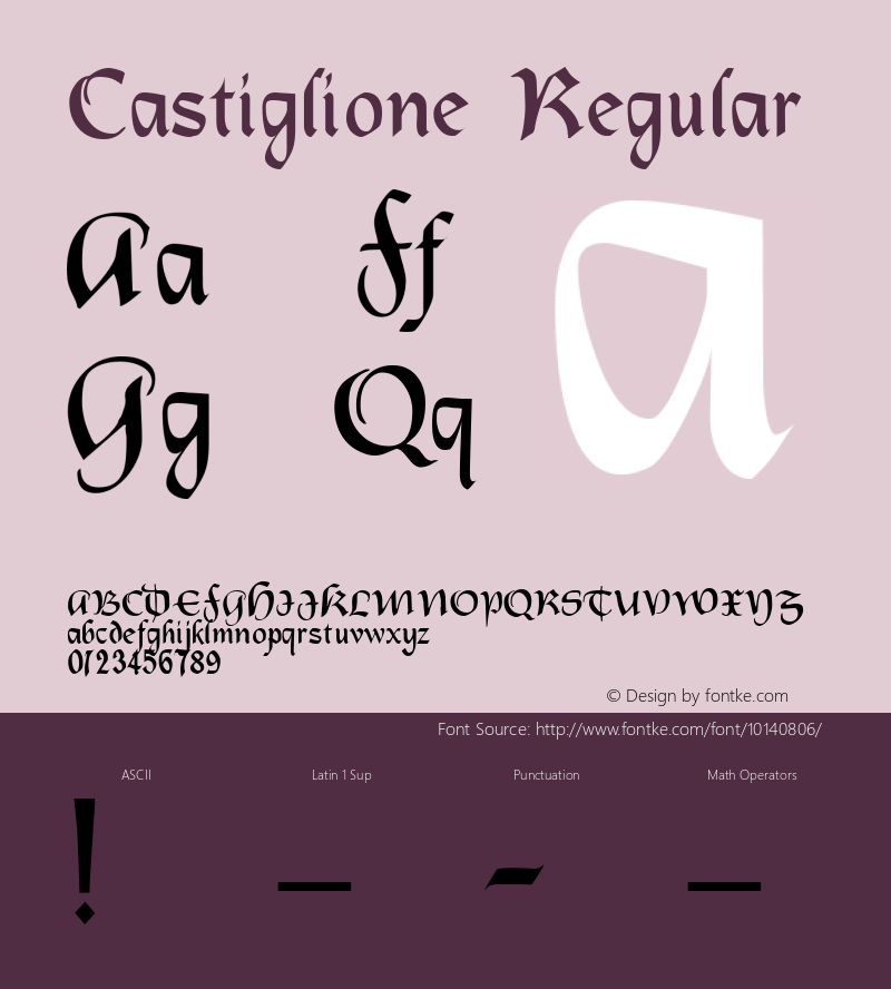 Castiglione Regular Macromedia Fontographer 4.1 26/04/2005 Font Sample