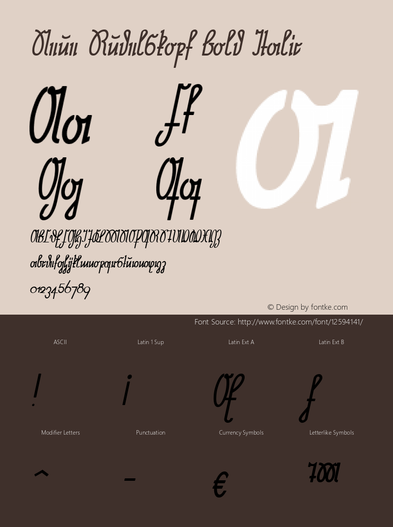 Neue Rudelskopf Bold Italic 0.000 Font Sample