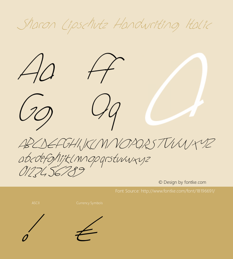 Sharon Lipschutz Handwriting Italic Version 1.000 Font Sample