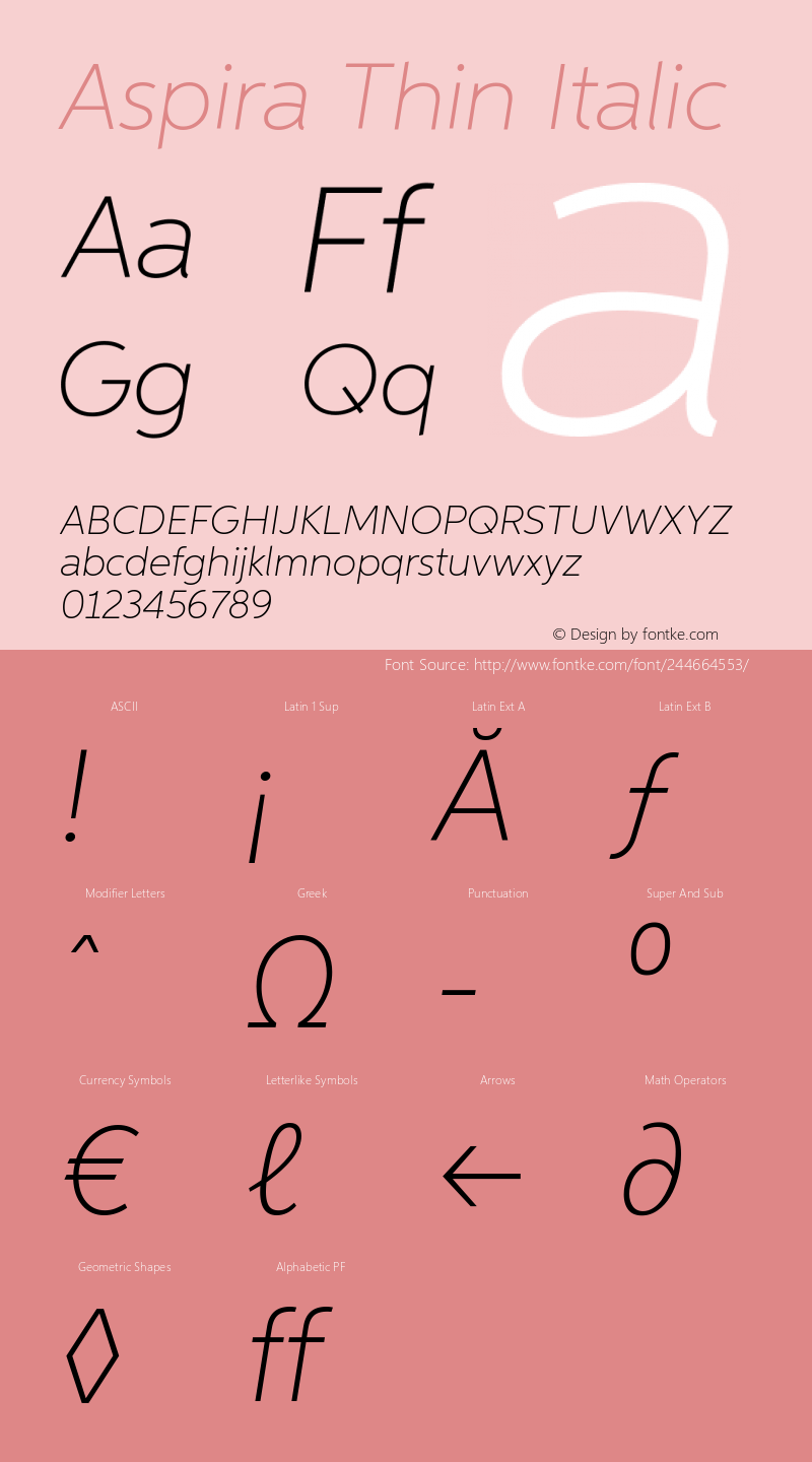 Aspira-ThinIt Version 1.05          UltraPrecision Font图片样张