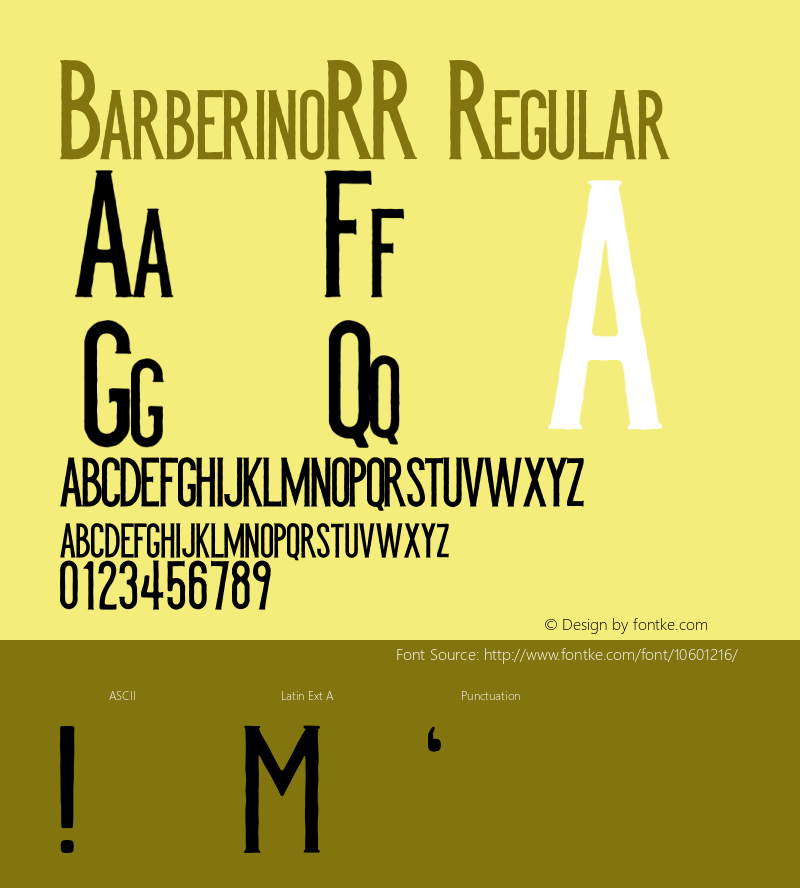 BarberinoRR Regular Version 1.00 2014 Font Sample