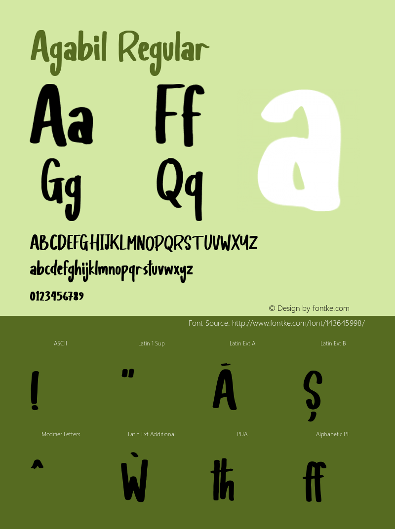 Agabil Version 1.000 Font Sample