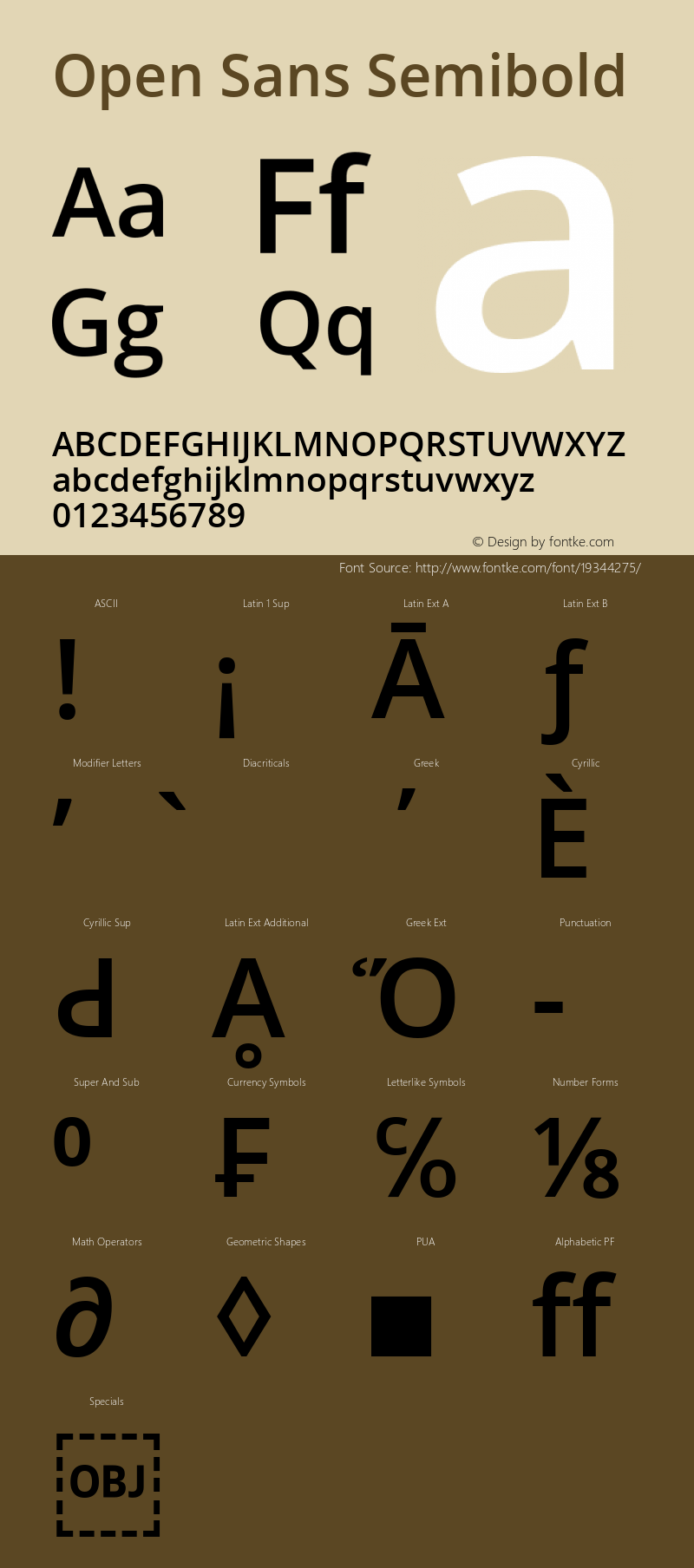 Open Sans Semibold Version 1.10 Font Sample