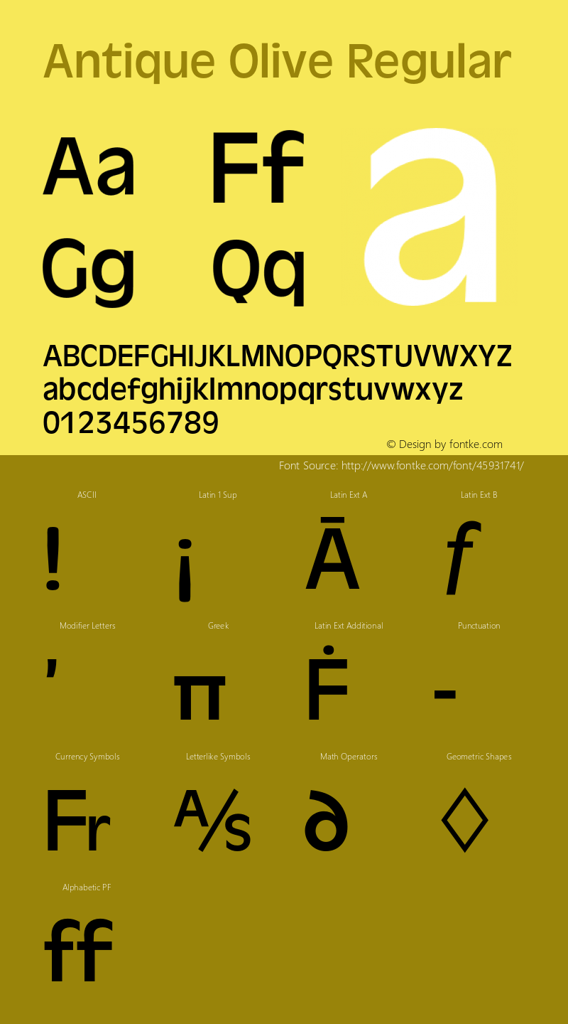 AntiqueOli-Reg Version 1.000;PS 1.00;hotconv 1.0.57;makeotf.lib2.0.21895 Font Sample