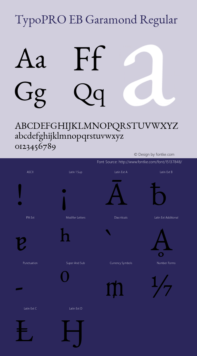 TypoPRO EB Garamond Regular Version 000.015 Font Sample