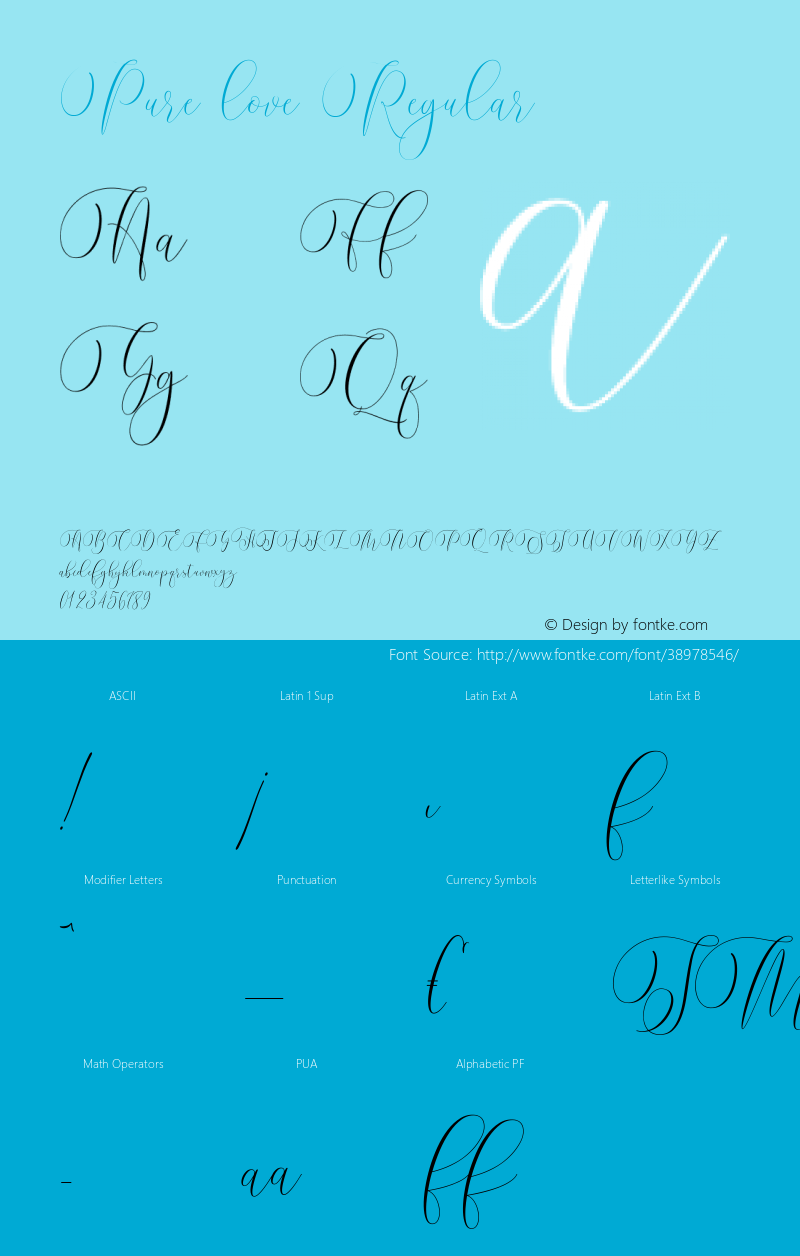 Purelove Version 2.000 Font Sample