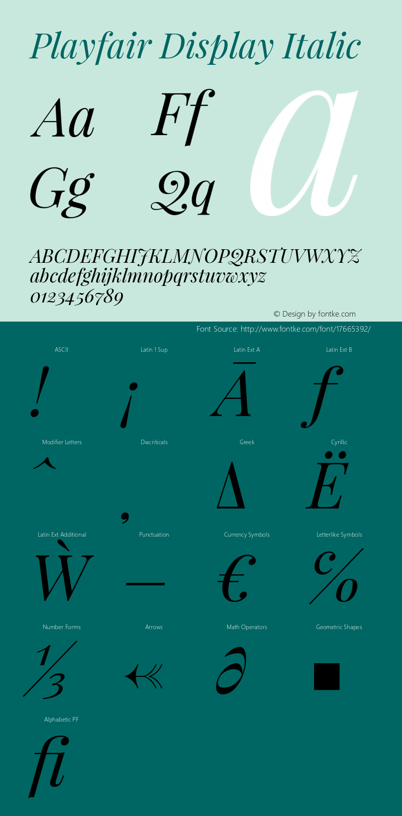 Playfair Display Italic Version 1.004;PS 001.004;hotconv 1.0.70;makeotf.lib2.5.58329 Font Sample