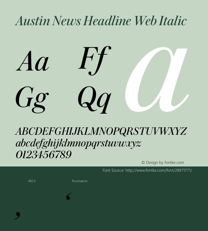 Austin News Head Web Roman Italic Version 1.1 2015 Font Sample