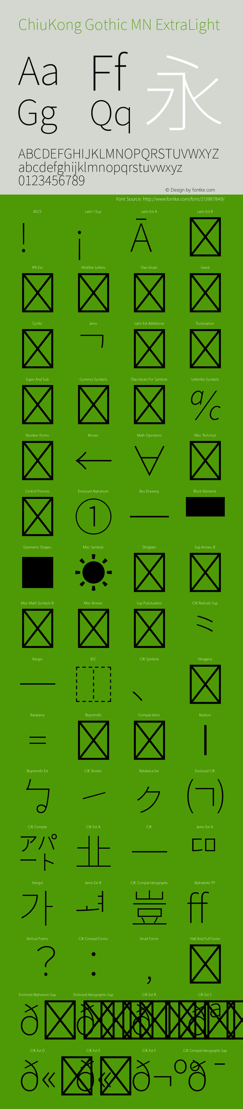 ChiuKong Gothic MN ExtraLight Version 1.221;hotconv 1.0.118;makeotfexe 2.5.65603图片样张
