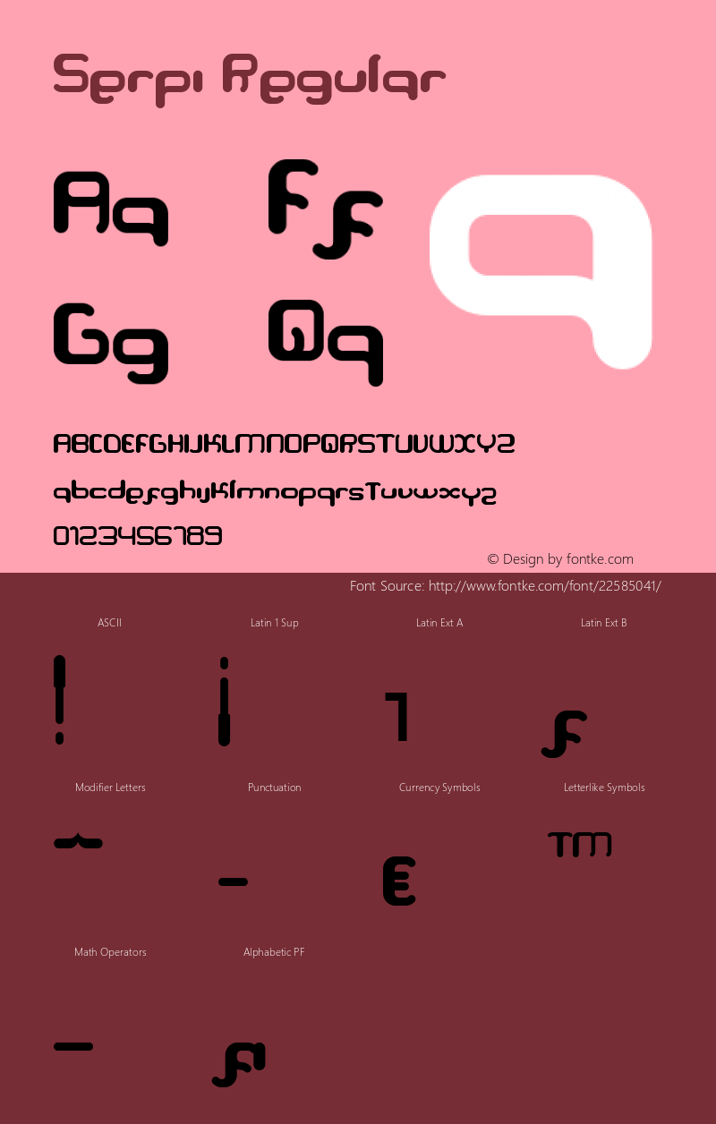 Serpi Version 1.0 Font Sample