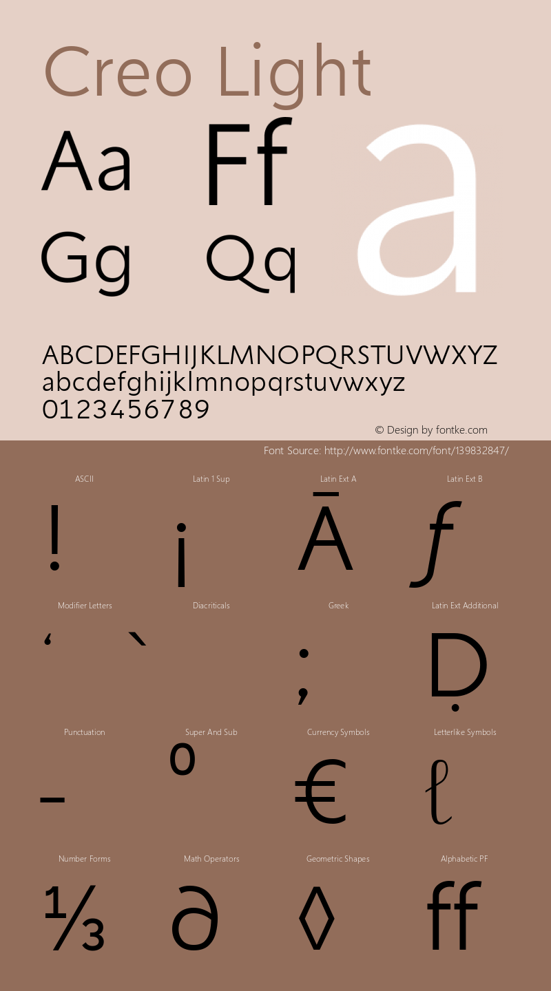 Creo Light Version 1.00;October 24, 2019;FontCreator 11.5.0.2430 64-bit Font Sample